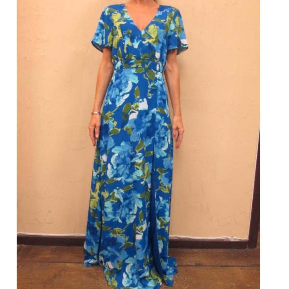 COPY - FLORAL PRINT V NECK MAXI DRESS
